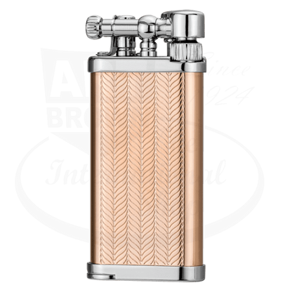IM Corona 64 Old Boy Pipe Lighter copper body with silver top and bottom, detailed engraving, classic vintage style