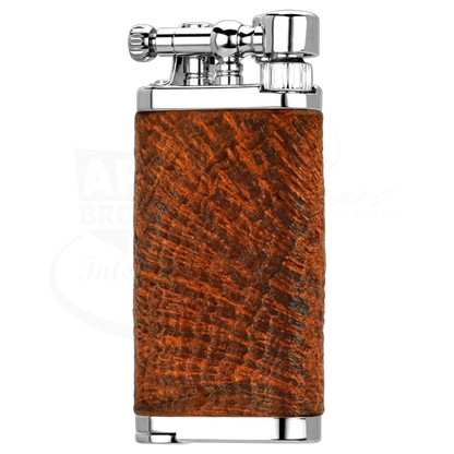 IM Corona Old Boy 64 briarwood pipe lighter with brown wood body and polished chrome top