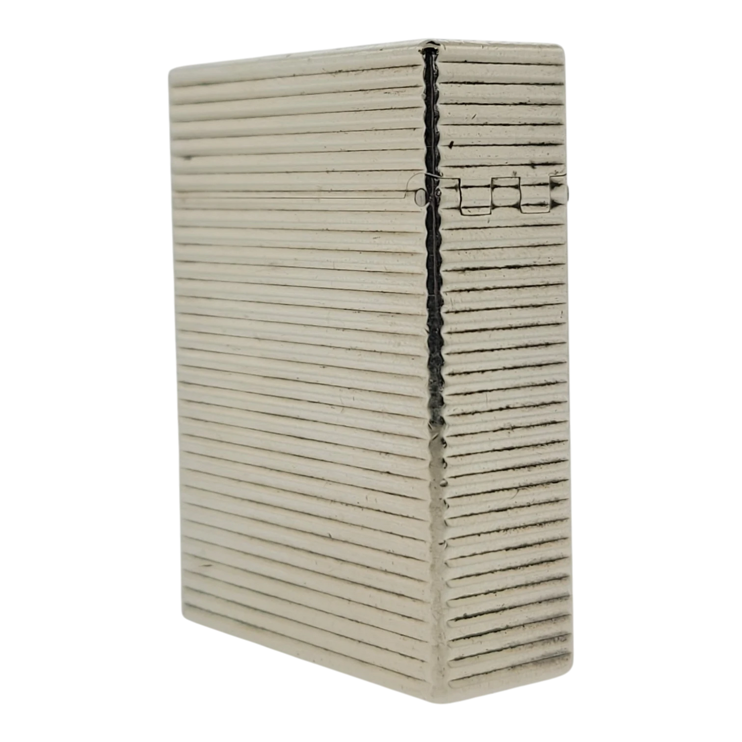 Preowned S.T. Dupont Ligne 1 BR Silver Horizontal Lines Lighter, 13109-D1