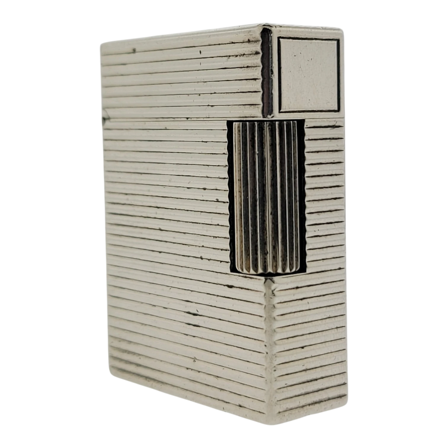 Preowned S.T. Dupont Ligne 1 BR Silver Horizontal Lines Lighter, 13109-D1