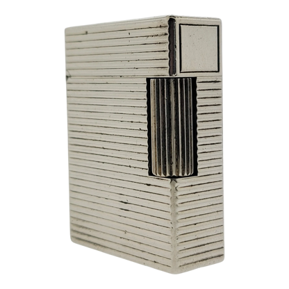 Preowned S.T. Dupont Ligne 1 BR Silver Horizontal Lines Lighter, 13109-D1
