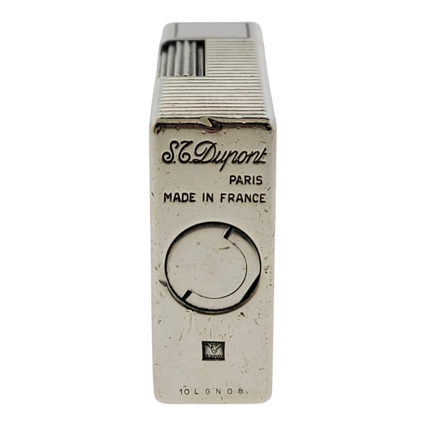 Preowned S.T. Dupont Ligne 1 BR Silver Horizontal Lines Lighter, 13109-D1