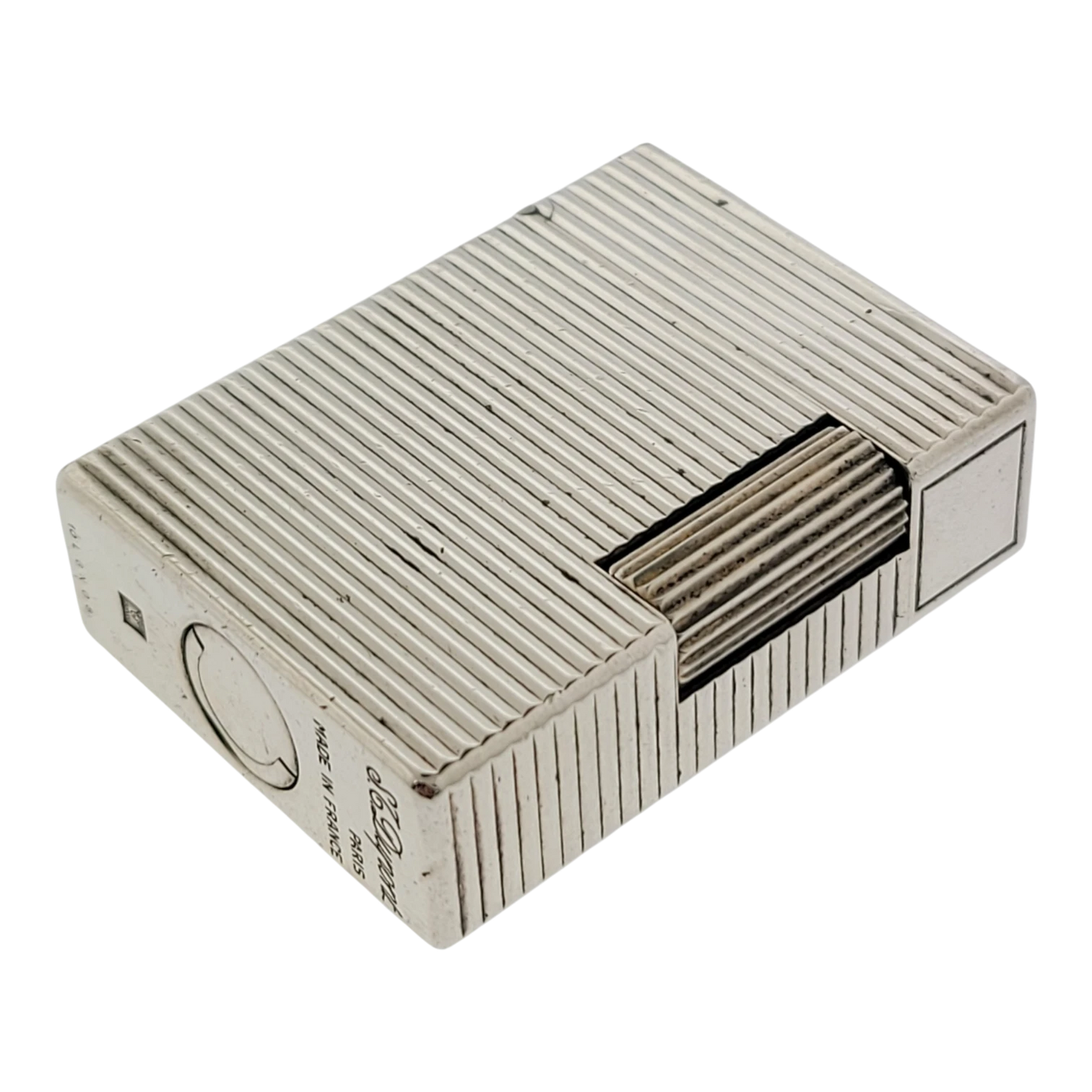 Preowned S.T. Dupont Ligne 1 BR Silver Horizontal Lines Lighter, 13109-D1