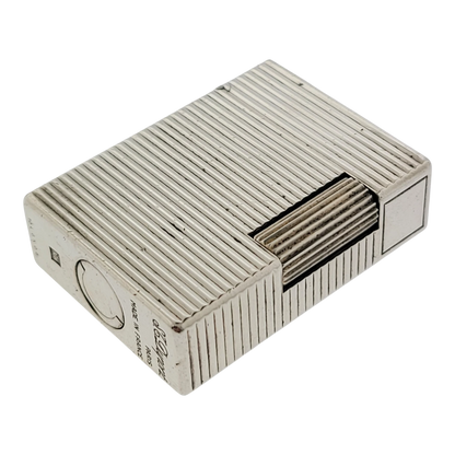 Preowned S.T. Dupont Ligne 1 BR Silver Horizontal Lines Lighter, 13109-D1