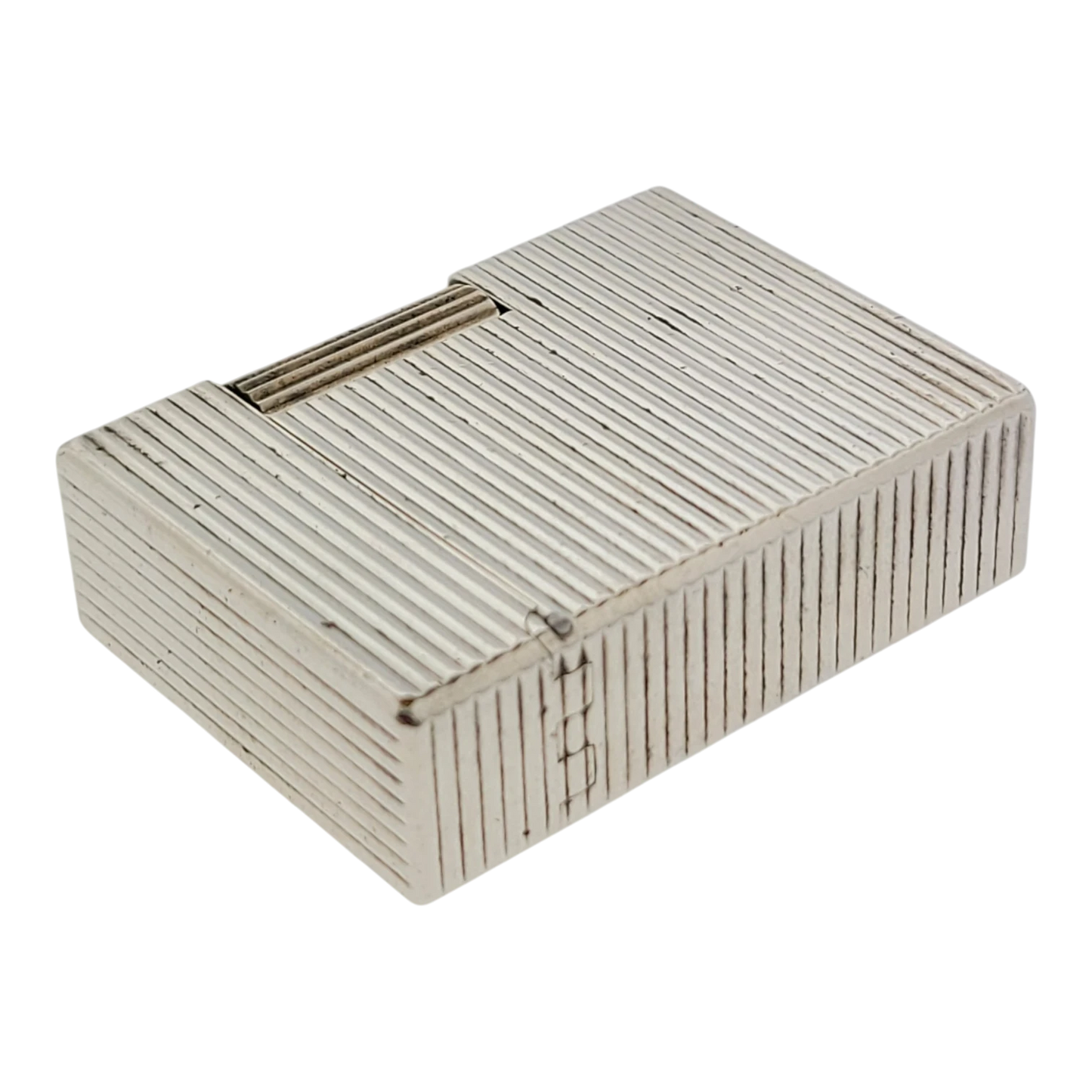 Preowned S.T. Dupont Ligne 1 BR Silver Horizontal Lines Lighter, 13109-D1