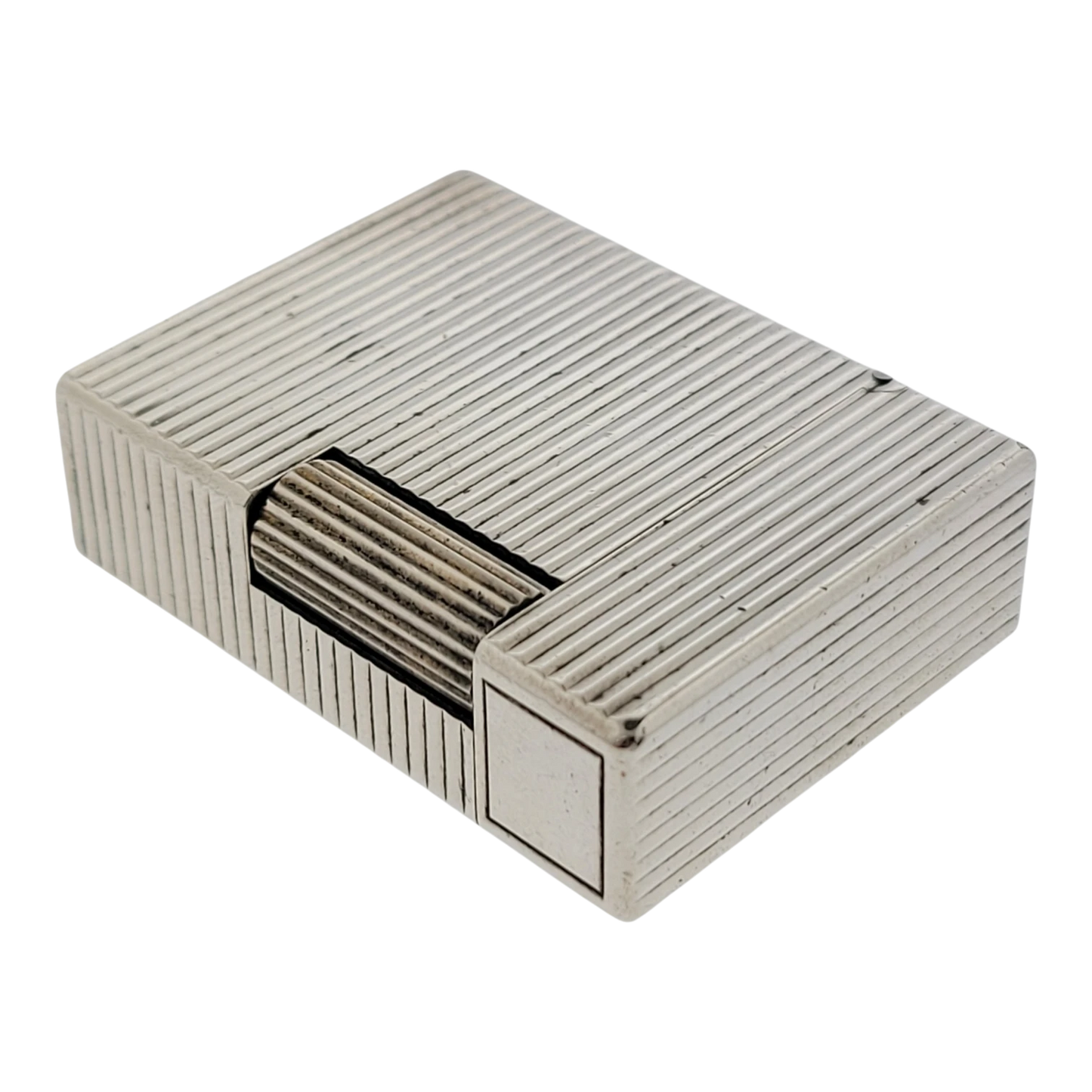 Preowned S.T. Dupont Ligne 1 BR Silver Horizontal Lines Lighter, 13109-D1