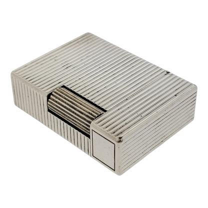Preowned S.T. Dupont Ligne 1 BR Silver Horizontal Lines Lighter, 13109-D1