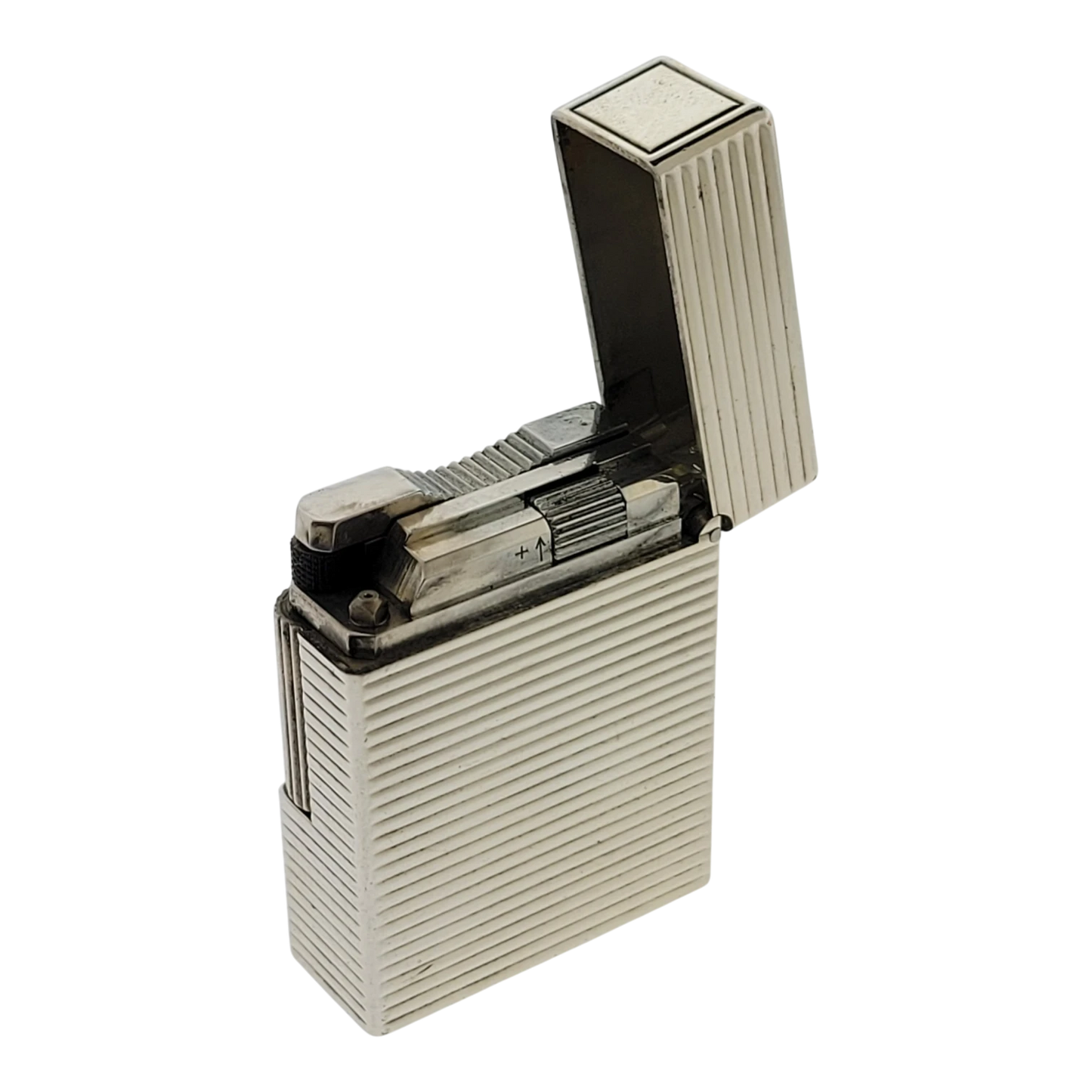Preowned S.T. Dupont Ligne 1 BR Silver Horizontal Lines Lighter, 13109-D1