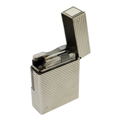 Preowned S.T. Dupont Ligne 1 BR Silver Horizontal Lines Lighter, 13109-D1