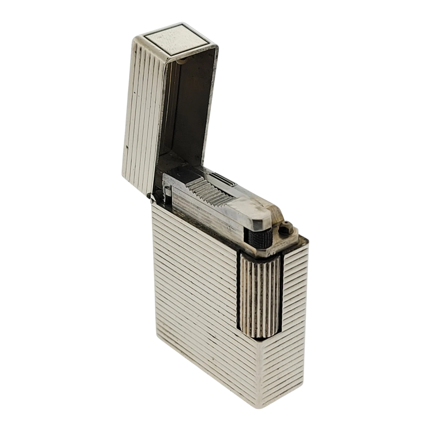 Preowned S.T. Dupont Ligne 1 BR Silver Horizontal Lines Lighter, 13109-D1