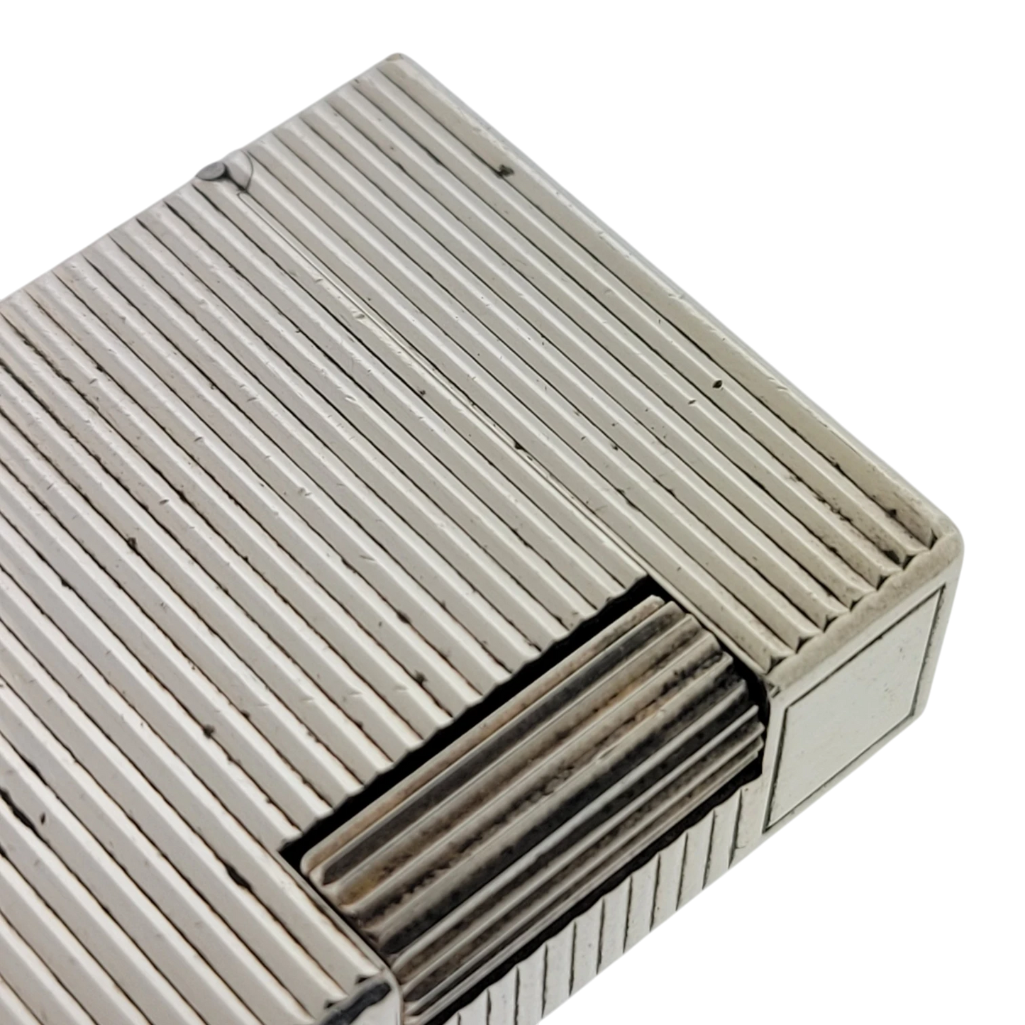 Preowned S.T. Dupont Ligne 1 BR Silver Horizontal Lines Lighter, 13109-D1