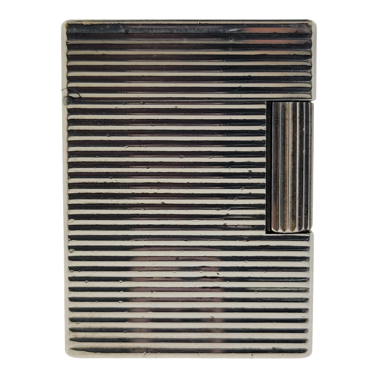 Preowned S.T. Dupont Ligne 1 BR Silver Horizontal Lines Lighter, 13109-D1