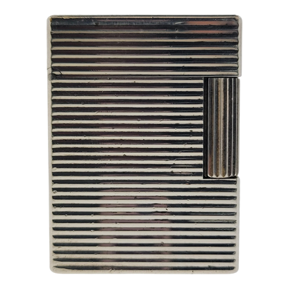 Preowned S.T. Dupont Ligne 1 BR Silver Horizontal Lines Lighter, 13109-D1