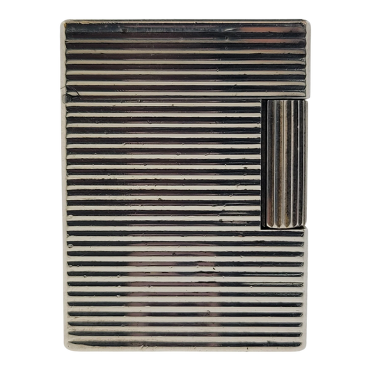 Preowned S.T. Dupont Ligne 1 BR Silver Horizontal Lines Lighter, 13109-D1