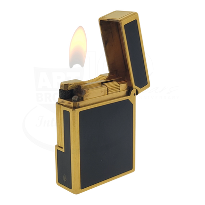 Preowned Vintage S.T. Dupont Ligne 1 BR Black Lacquer & Gold Lighter, 013575