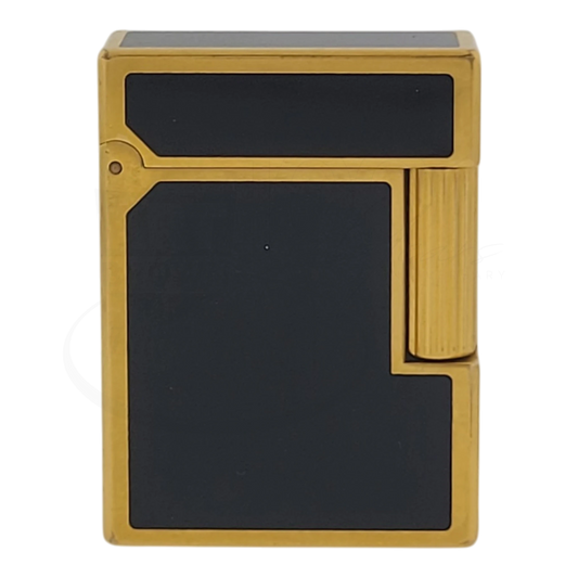 Preowned Vintage S.T. Dupont Ligne 1 BR Black Lacquer & Gold Lighter, 013575