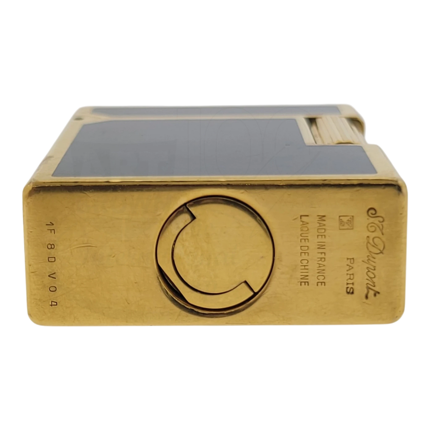 Preowned Vintage S.T. Dupont Ligne 1 BR Black Lacquer & Gold Lighter, 013575
