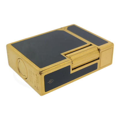 Preowned Vintage S.T. Dupont Ligne 1 BR Black Lacquer & Gold Lighter, 013575