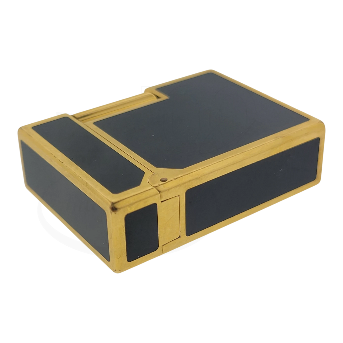 Preowned Vintage S.T. Dupont Ligne 1 BR Black Lacquer & Gold Lighter, 013575