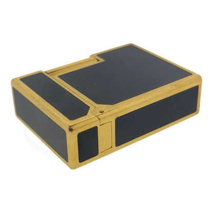 Preowned Vintage S.T. Dupont Ligne 1 BR Black Lacquer & Gold Lighter, 013575