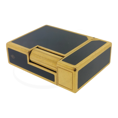 Preowned Vintage S.T. Dupont Ligne 1 BR Black Lacquer & Gold Lighter, 013575