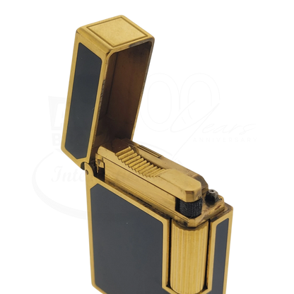Preowned Vintage S.T. Dupont Ligne 1 BR Black Lacquer & Gold Lighter, 013575