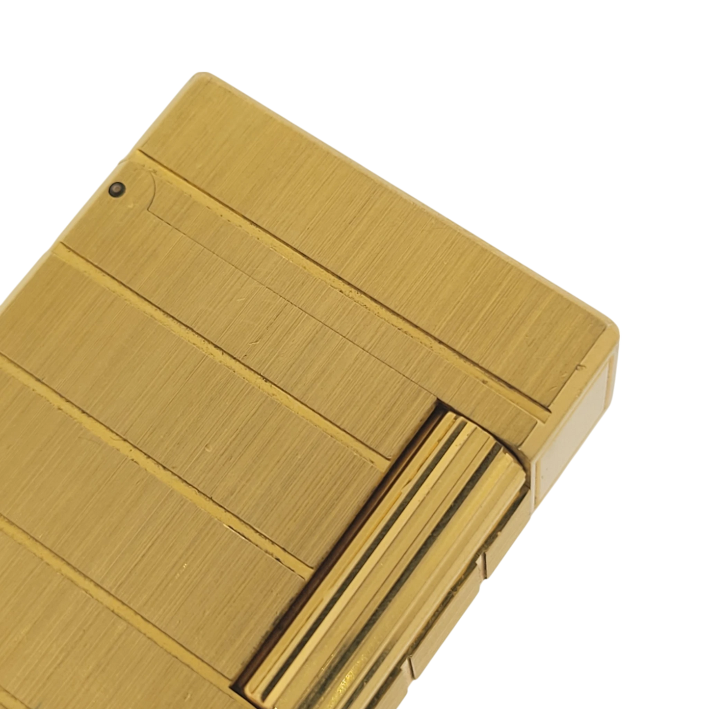 Preowned S.T. Dupont Ligne 1 Brushed Gold Horizontal Lines Lighter, 014244