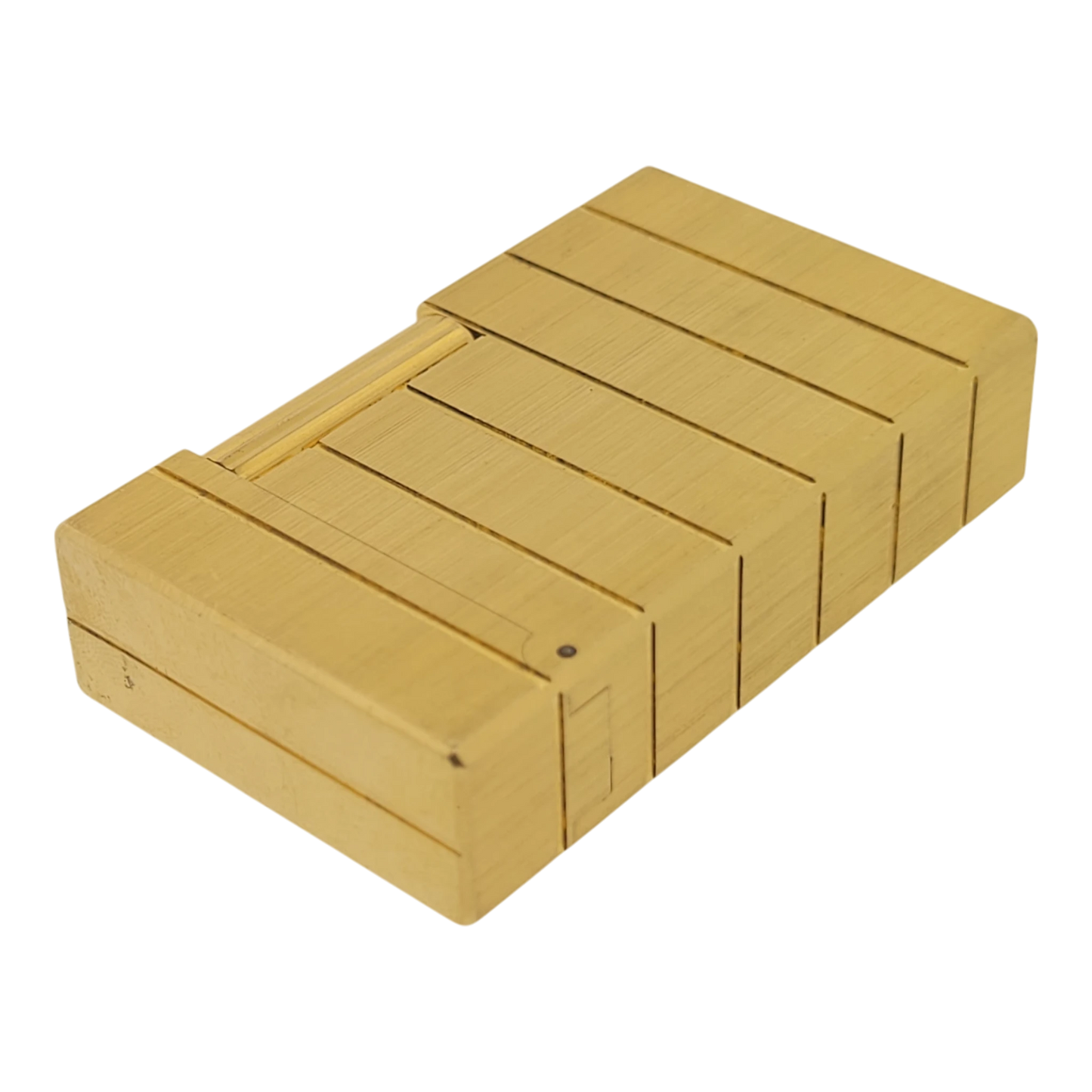Preowned S.T. Dupont Ligne 1 Brushed Gold Horizontal Lines Lighter, 014244