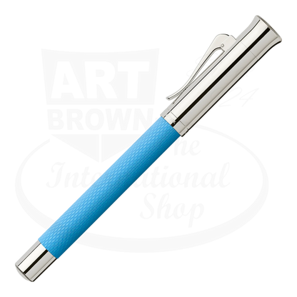 Graf von Faber-Castell Guilloche Blue Gulf fountain pen with engraved resin barrel and silver-tone metal cap and trim