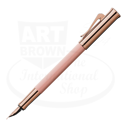 Graf von Faber-Castell Guilloche Rose Gold fountain pen with resin barrel and engraved guilloché pattern in rose gold finish