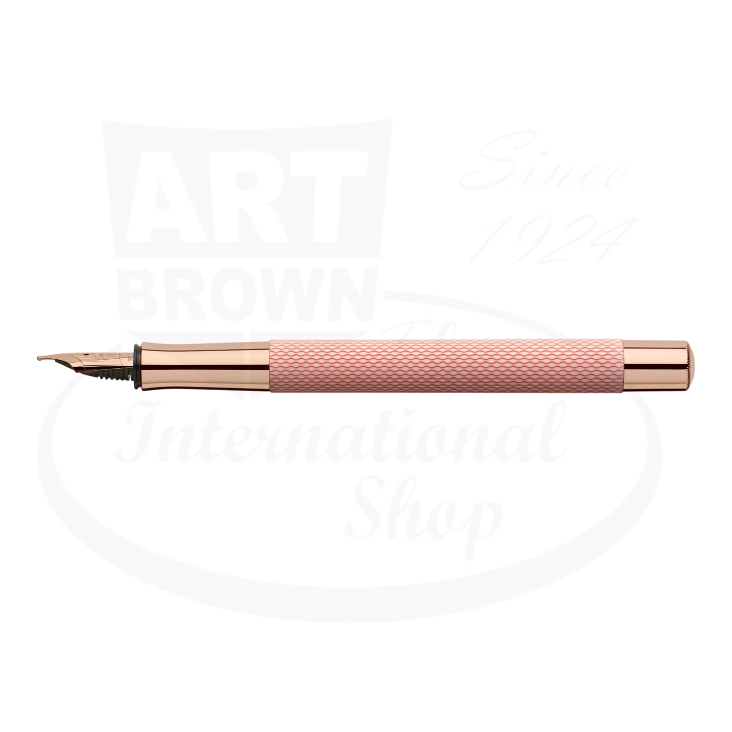 Graf von Faber-Castell Guilloche Rose Gold Fountain Pen with engraved resin barrel and rose gold details, sleek design