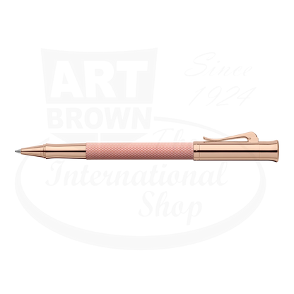 Graf von Faber-Castell Guilloche Rose Gold Rollerball Pen with engraved resin barrel and metallic rose gold finish