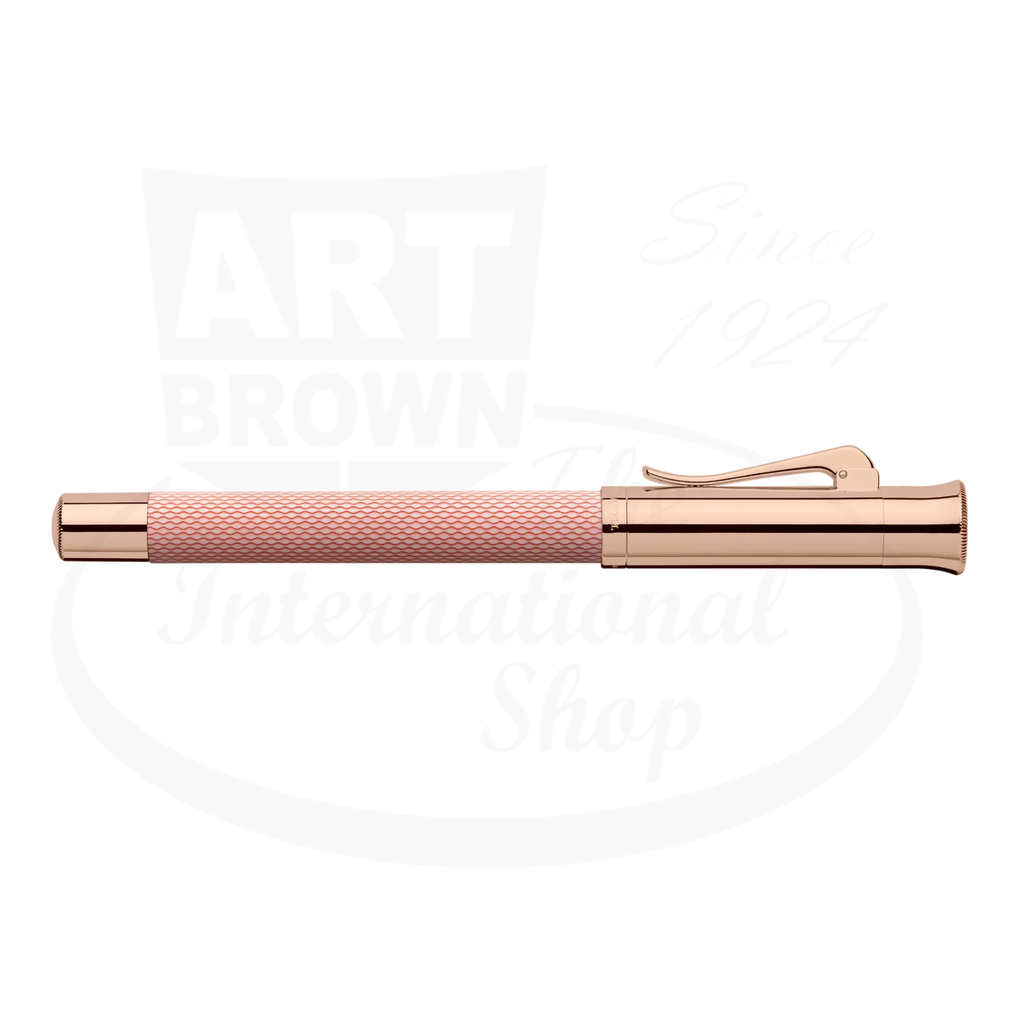 Graf von Faber-Castell Guilloche Rose Gold Rollerball Pen with engraved resin barrel and metallic accents