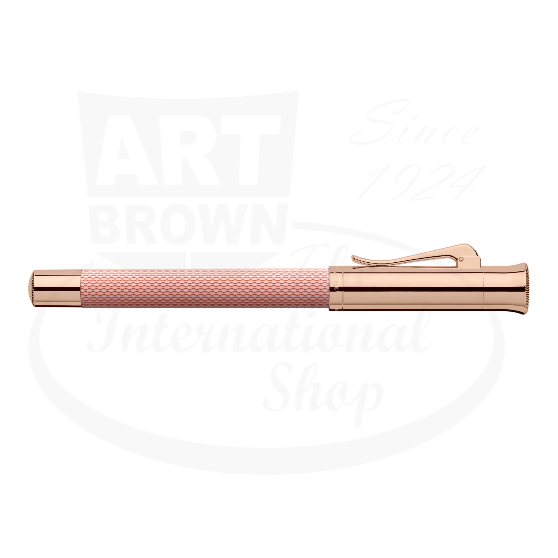 Graf von Faber-Castell Guilloche Rose Gold Rollerball Pen with engraved resin barrel and metallic accents
