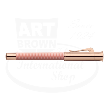 Graf von Faber-Castell Guilloche Rose Gold Rollerball Pen with engraved resin barrel and metallic accents