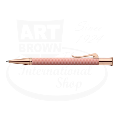 Graf von Faber-Castell Guilloche Rose Gold Ballpoint Pen with engraved resin barrel and polished rose gold accents