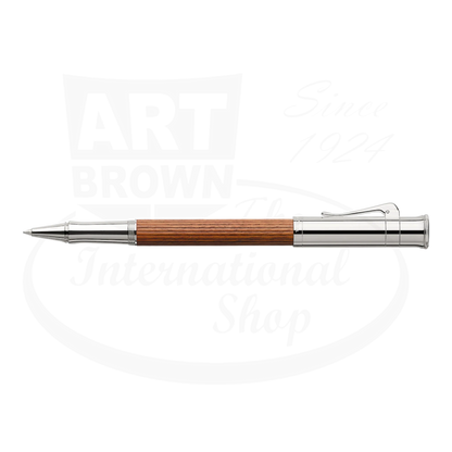 Graf von Faber-Castell Classic Pernambuco Rollerball Pen with polished silver metal and rich brown wood barrel