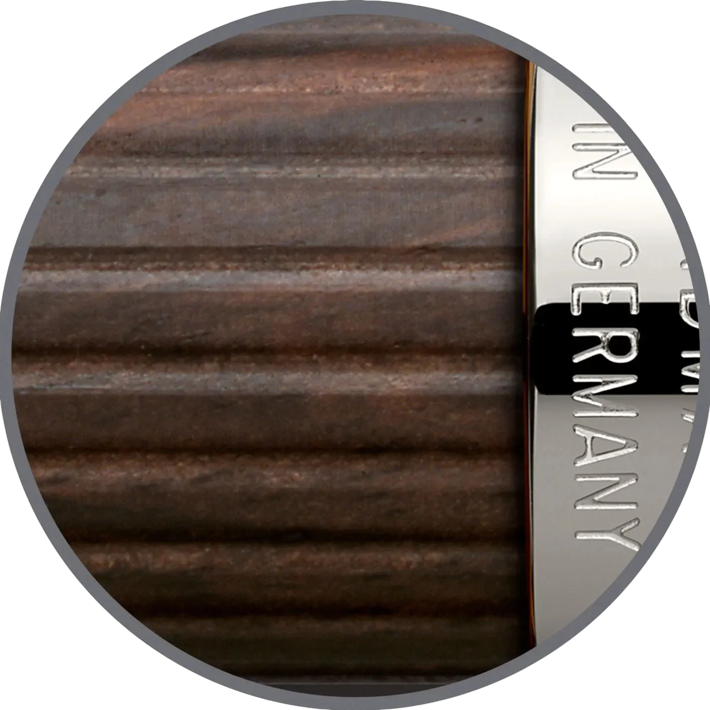 Graf von Faber-Castell Classic Grenadilla Fountain Pen close-up of dark wood barrel with polished metal band engraved Germany