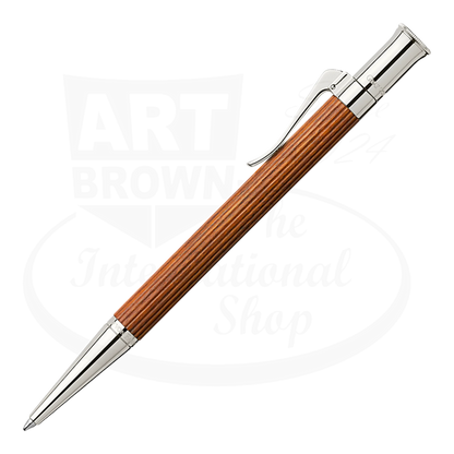 Graf von Faber-Castell Classic Pernambuco ballpoint pen with ribbed wood barrel and silver metal clip and tip