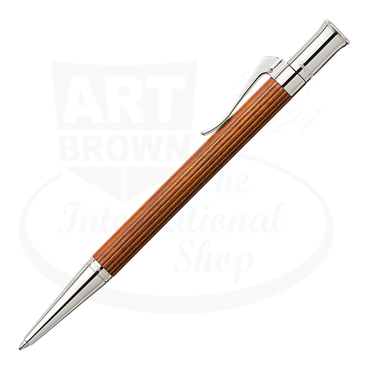 Graf von Faber-Castell Classic Pernambuco ballpoint pen with ribbed wood barrel and silver metal clip and tip