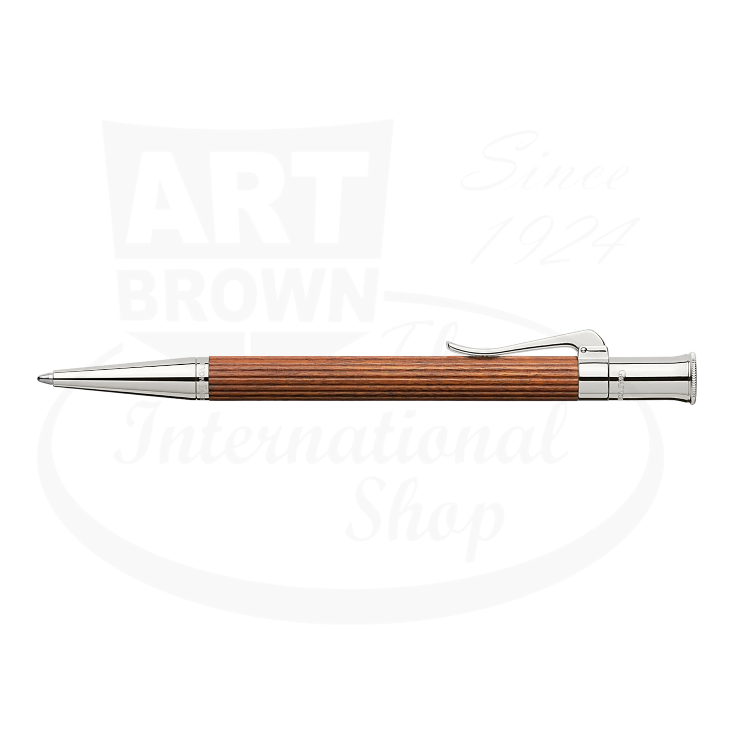 Graf von Faber-Castell Classic Pernambuco Ballpoint Pen with silver clip and tip, polished Pernambuco wood barrel in brown tones