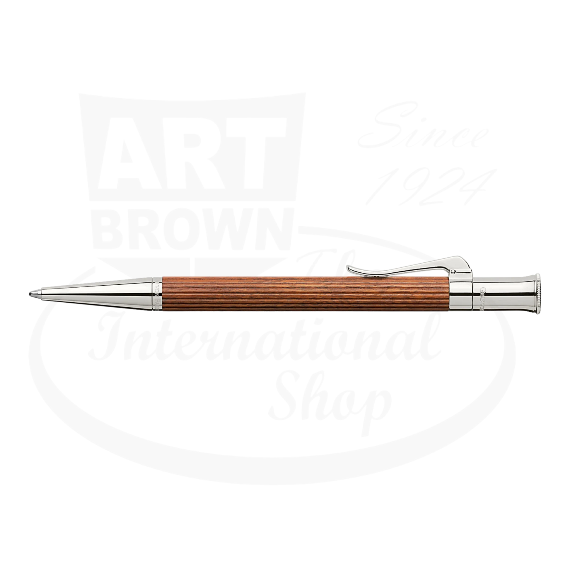 Graf von Faber-Castell Classic Pernambuco Ballpoint Pen with silver clip and tip, polished Pernambuco wood barrel in brown tones