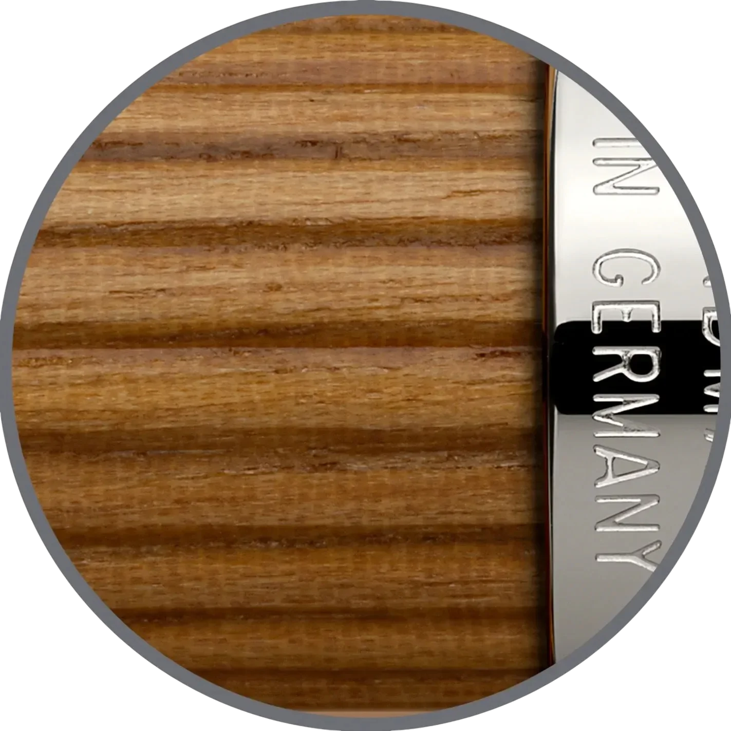 Graf von Faber-Castell Classic Pernambuco Fountain Pen close-up of polished Pernambuco wood and metal clip engraving