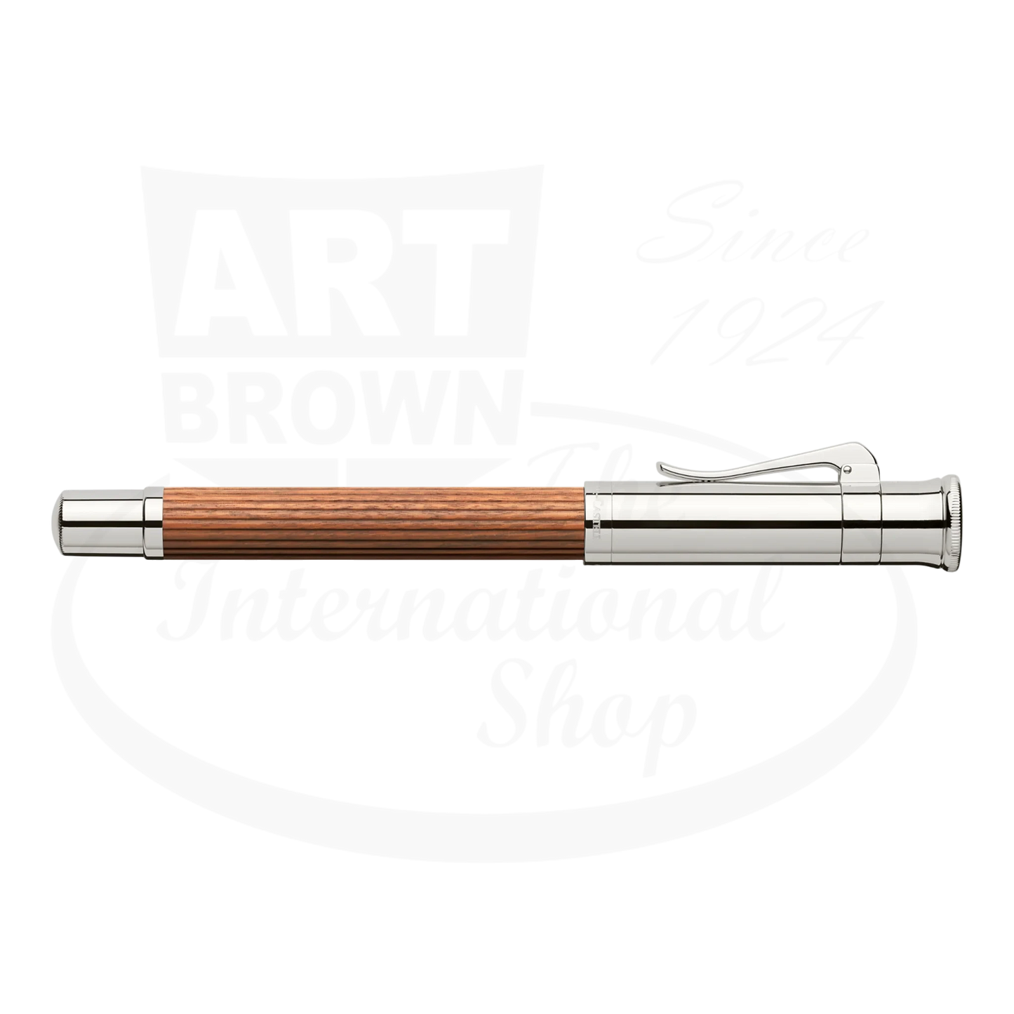 Graf von Faber-Castell Classic Pernambuco Fountain Pen with polished metal cap and rich brown Pernambuco wood barrel