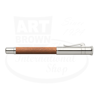 Graf von Faber-Castell Classic Pernambuco Fountain Pen with polished metal cap and rich brown Pernambuco wood barrel
