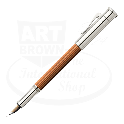 Graf von Faber-Castell Classic Pernambuco Fountain Pen with silver platinum accents and ribbed Pernambuco wood barrel