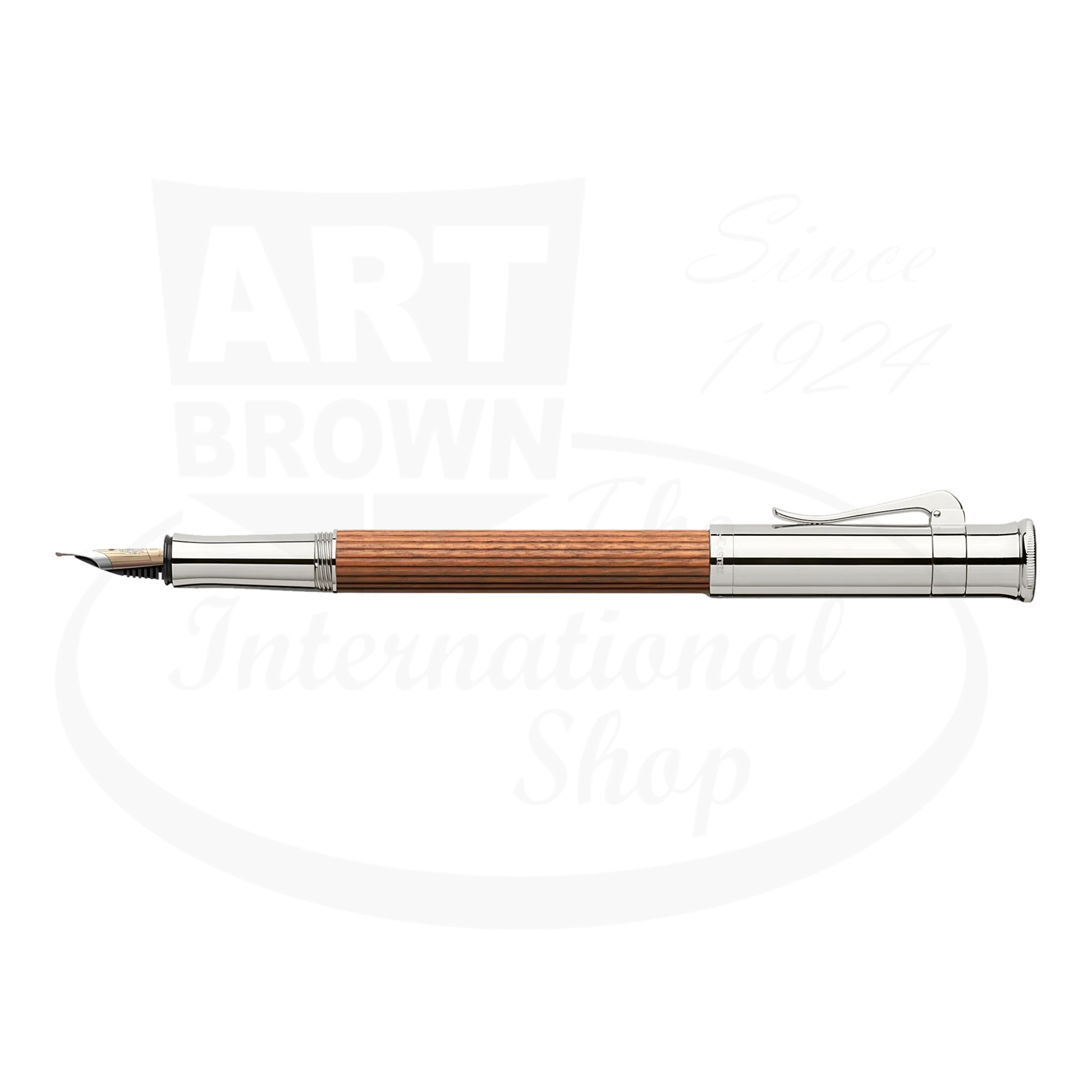 Graf von Faber-Castell Classic Pernambuco Fountain Pen with wood barrel and silver metal accents sleek design