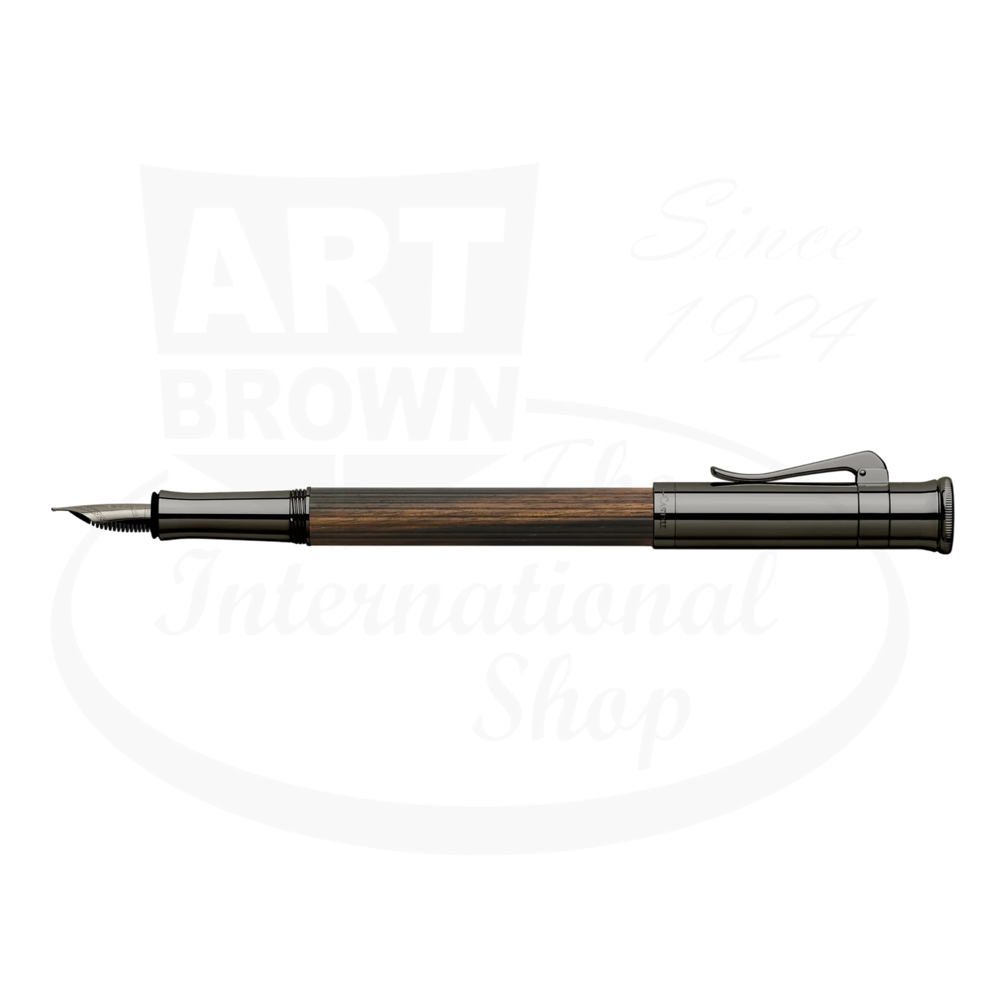 Graf von Faber-Castell Classic Macassar Fountain Pen with fluted Macassar wood barrel and dark metal accents, sleek design