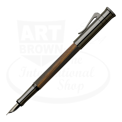 Graf von Faber-Castell Classic Macassar fountain pen with finely grained Macassar wood barrel and dark metal trim