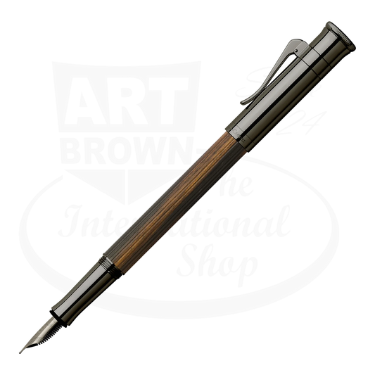 Graf von Faber-Castell Classic Macassar fountain pen with finely grained Macassar wood barrel and dark metal trim